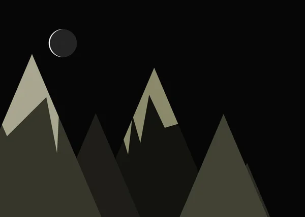 Arte Montañas Luna Vista Panorámica Arte Generativo Fondo Ilustración — Vector de stock