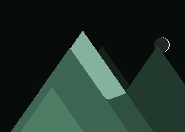 Måne Och Berg Panorama Generativ Konst Bakgrund Illustration — Stock vektor