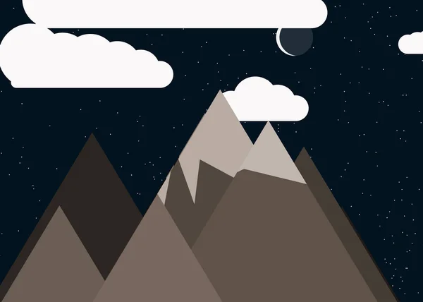 Måne Bjerge Panoramisk Generativ Kunst Baggrund Illustration – Stock-vektor