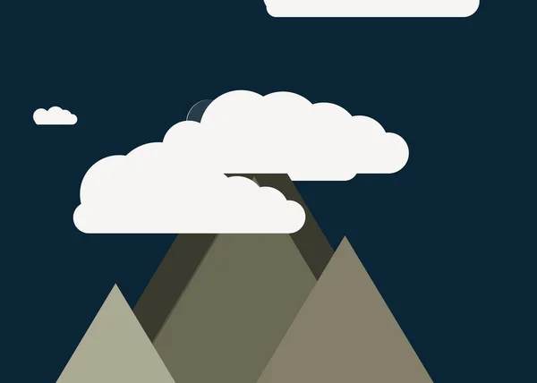 Måne Bjerge Panorama Generative Art Baggrund Vektor Illustration – Stock-vektor