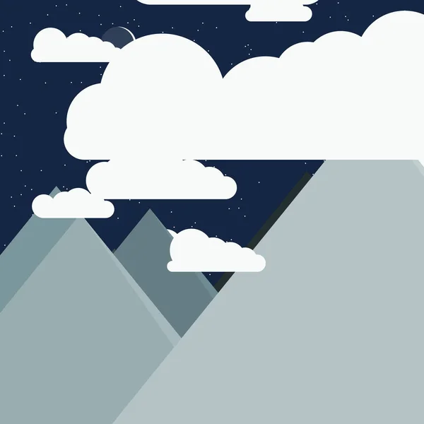 Luna Montañas Panorama Fondo Arte Generativo Ilustración Vectorial — Vector de stock