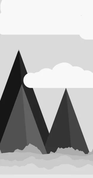 Paisaje Con Ilustración Vectorial Montañas — Vector de stock