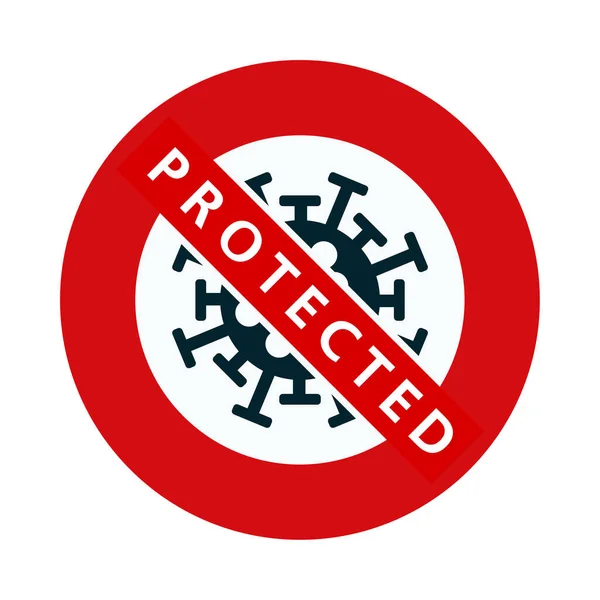 Detener Protegido Virus Vector Signo — Vector de stock