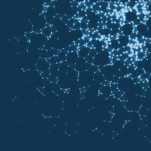 Network Mesh Procedural Art Blue Background Illustration — Stock Vector