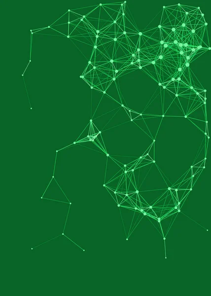 Network Mesh Procedural Art Green Background Illustration — Stock Vector