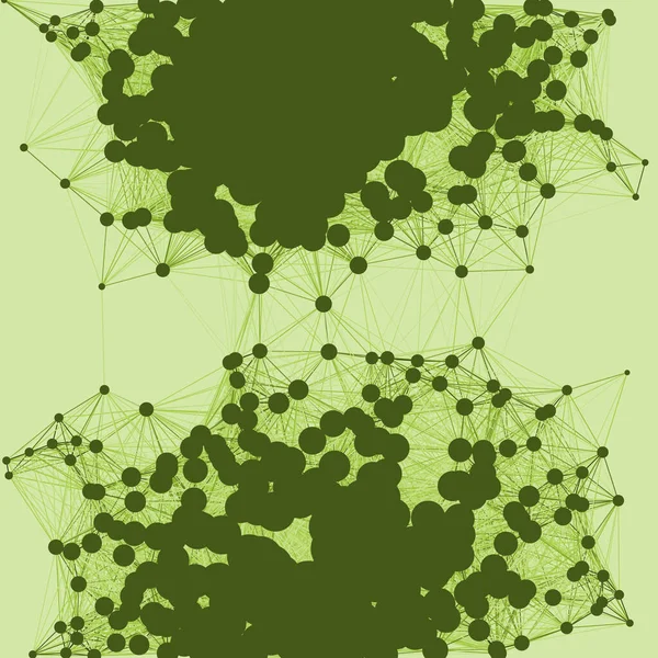 Network Mesh Procedural Art Green Background Illustration — Stock Vector