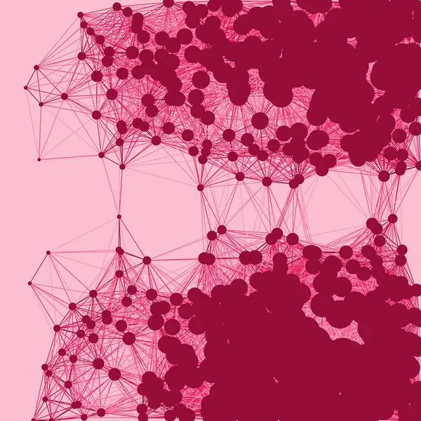 Network Mesh Procedural Art Pink Background Illustration — Stock Vector