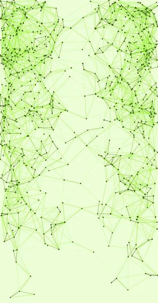 グリーン手続き型ネットワークメッシュアート背景イラスト — ストックベクタ