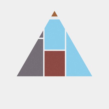 Mondrian sanat stilinde üçgen renkli logo tasarımı 