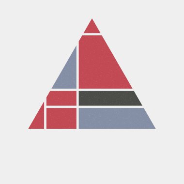 Mondrian sanat stilinde üçgen renkli logo tasarımı 