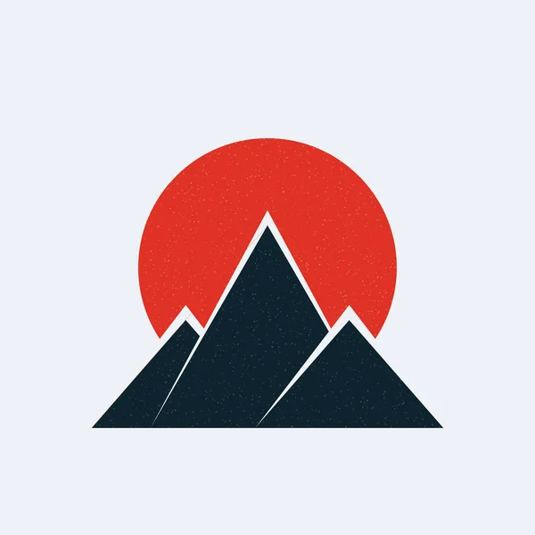 Sommets Montagnes Avec Soleil Sur Illustration Étiquette Fond — Image vectorielle