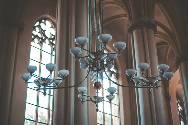 Candelabrum in old church interior — Stock Photo, Image