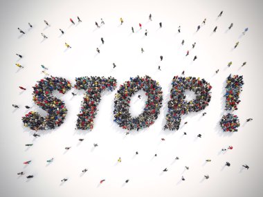  people united forming the word stop clipart