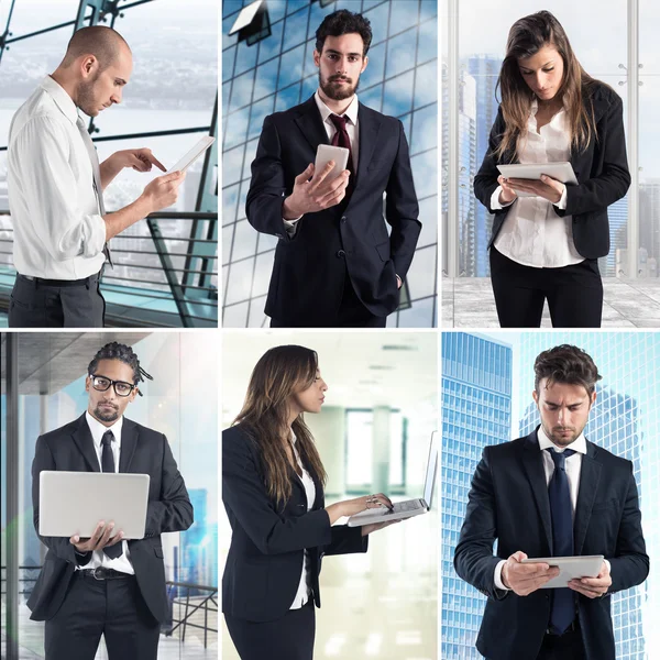 Mannen en vrouwen die werken met computers — Stockfoto