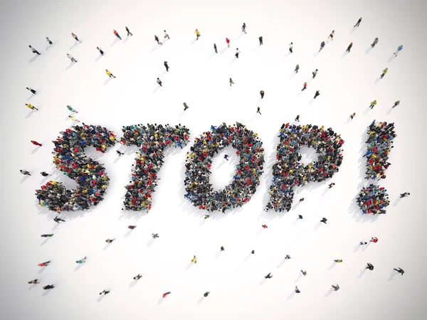 Persone unite formando la parola stop — Foto Stock