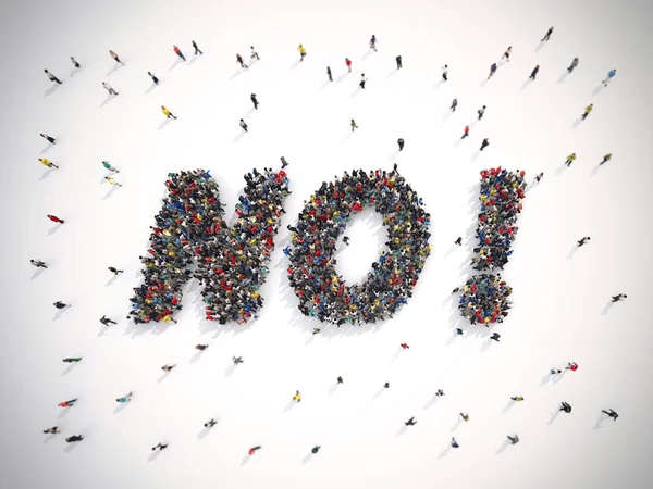 Personas unidas formando la palabra no — Foto de Stock