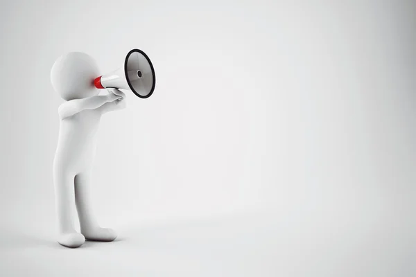 White man speaking  with megaphone. — Stock Photo, Image