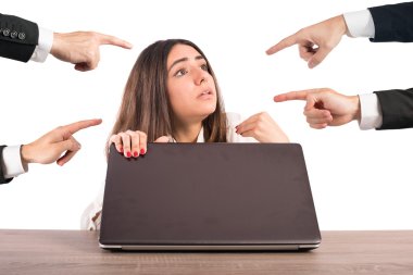 People pointing a woman  clipart