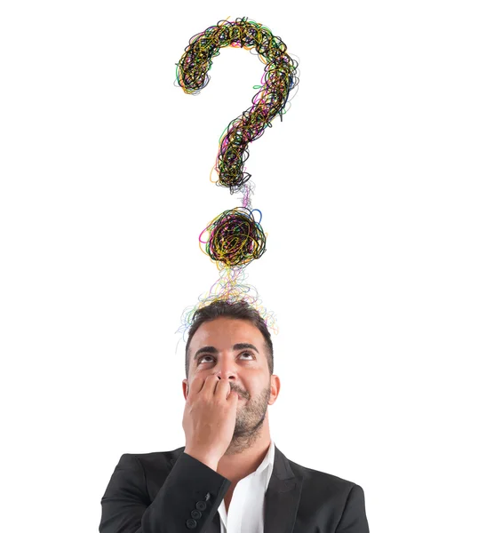 Businessman with big question mark — Stock Photo, Image