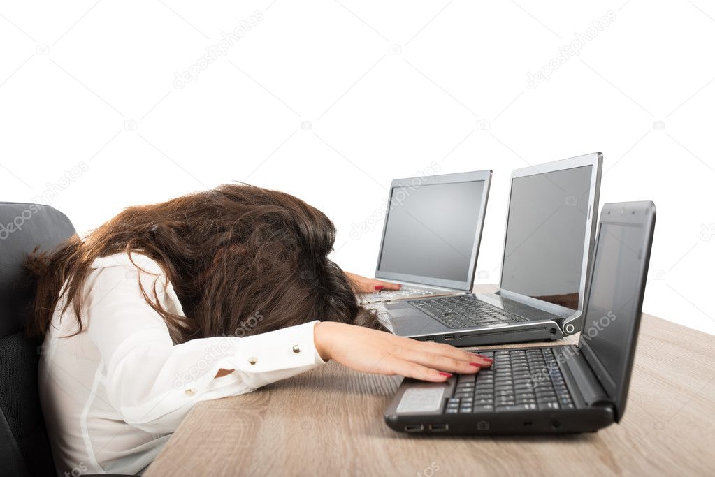 Stressed businesswoman due to overwork 