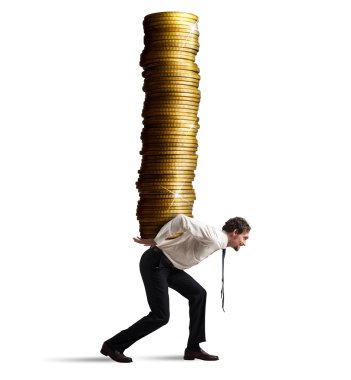 İşadamı sikke yığını taşır