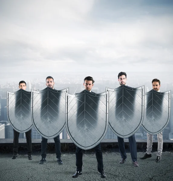 Businessmen with shields. concept — Stock Photo, Image