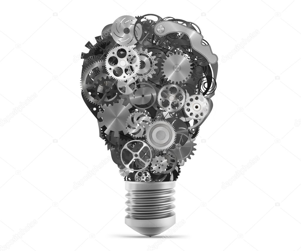 bulb with mechanisms and gears.
