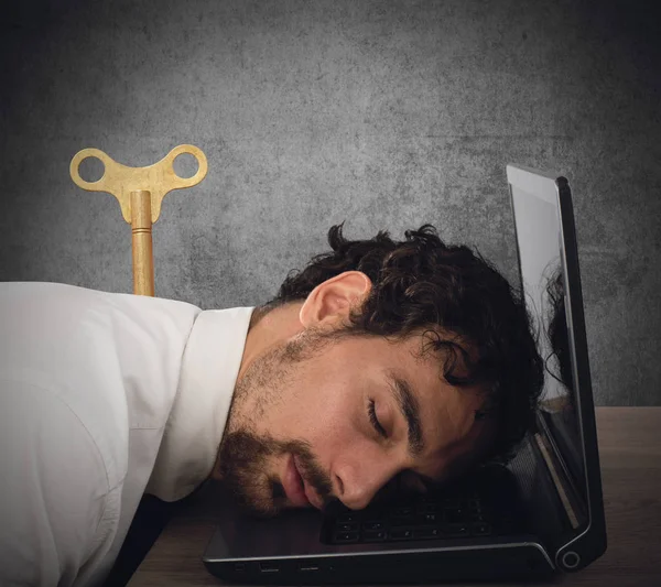 Businessman exhausted from overwork sleeping Royalty Free Stock Photos