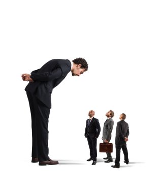 businessman looking small businessmen. clipart