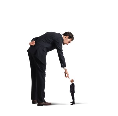 businessman  pointing a small man clipart