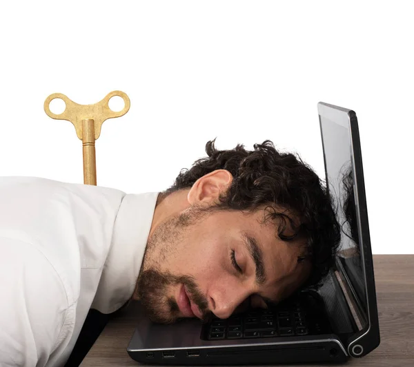 Бизнесмен устал от переутомления во сне — стоковое фото