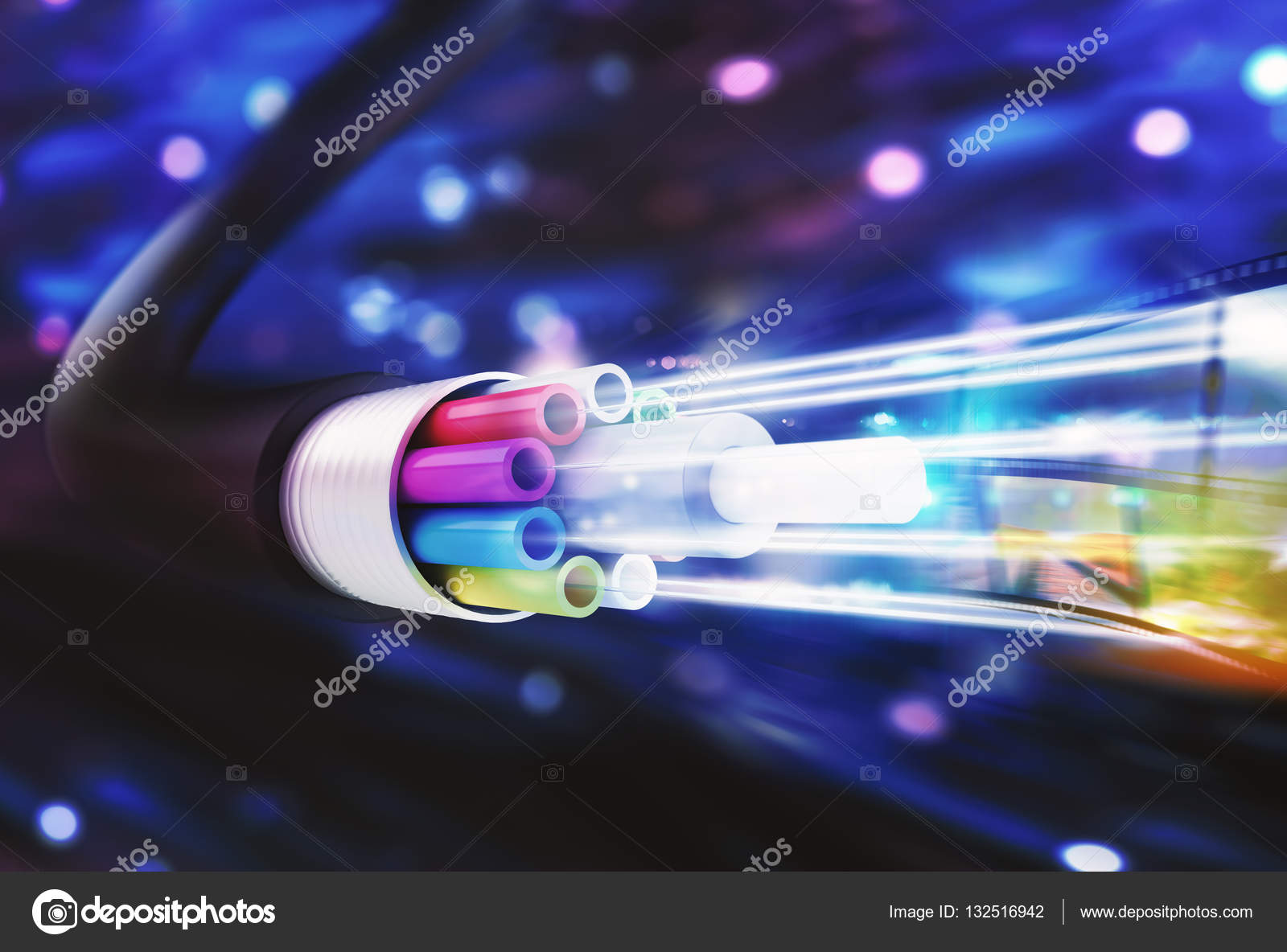 Optical fiber with lights effects. — Stock Photo © alphaspirit 132516942