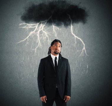 businessman with cloud over his head clipart