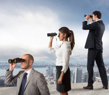 Business people looking to the future clipart