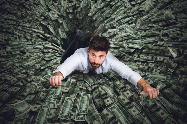 Big black hole that sucks much money — Stock Photo, Image