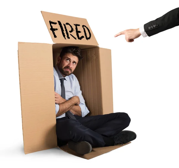 Businessman hides in the cardboard — Stock Photo, Image