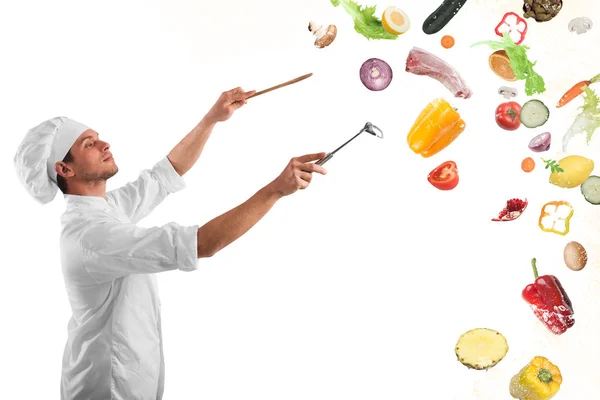 Chef creates a musical harmony — Stock Photo, Image