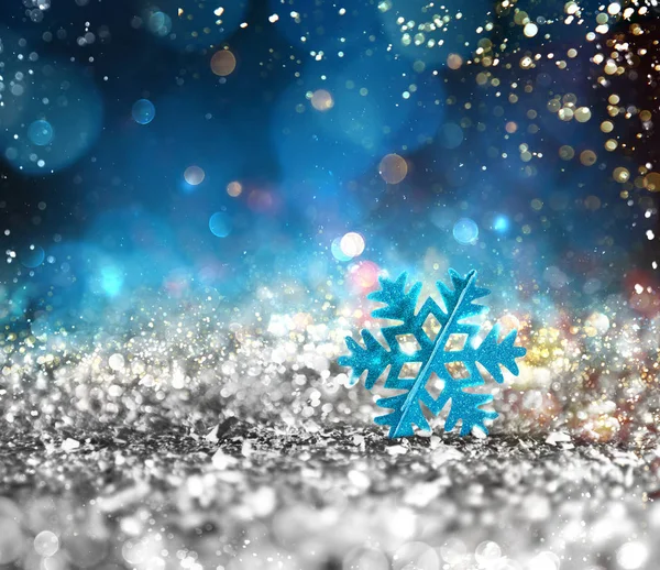 Silver sparkly crystal with snowflake — Stock Photo, Image
