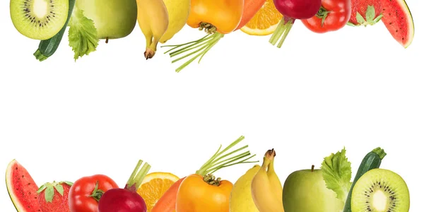 Banner mit Obst und Gemüse — Stockfoto