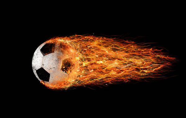 Professional soccer fireball leaves trails