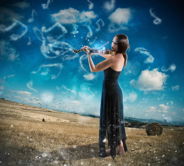 Elegant woman playing the violin — Stock Photo, Image