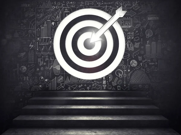 Stairs up to a target with the arrow — Stock Photo, Image