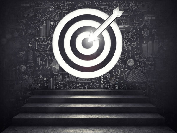 Stairs up to a target with the arrow 