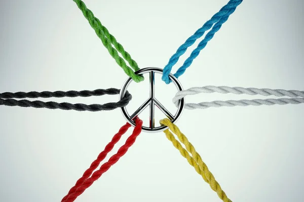 Ropes tied to the symbol of peace — Stock Photo, Image