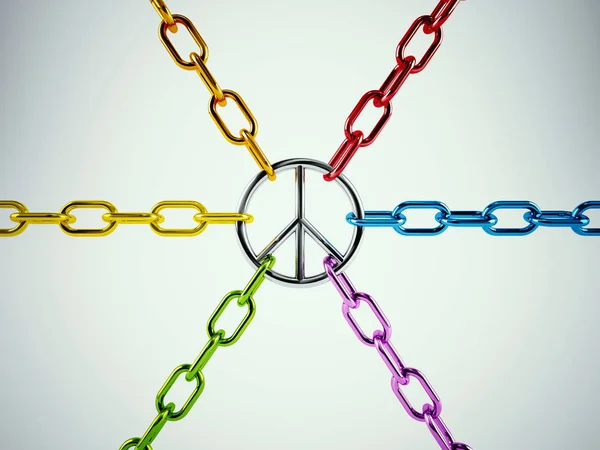 Chains tied to the symbol of peace — Stock Photo, Image