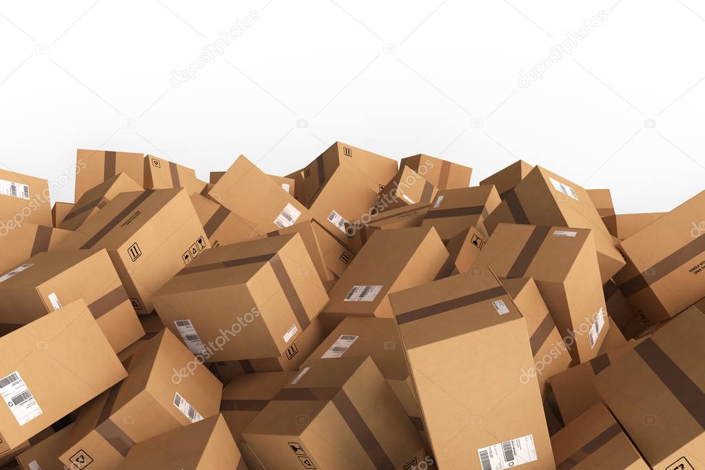 Stack of closed cardboard boxes 