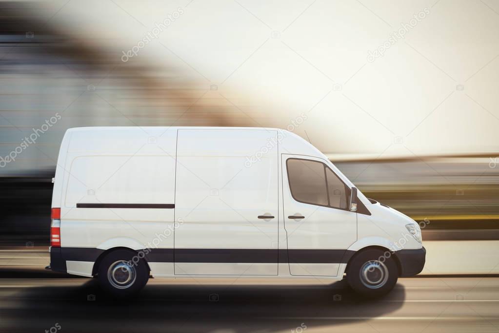 Truck on a city road 