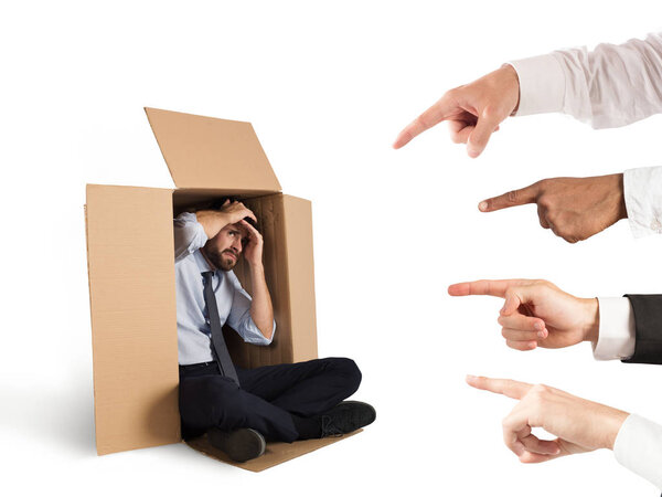 Businessman indicated by colleagues 