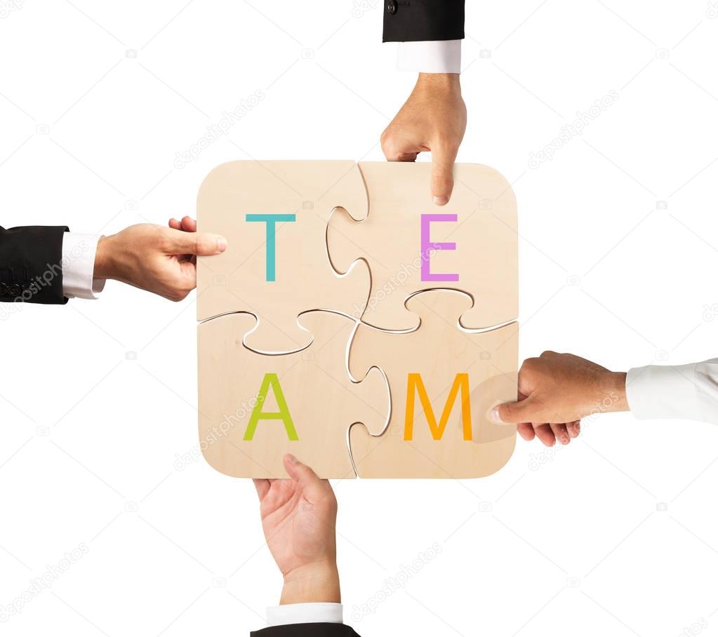 team that works together with puzzle
