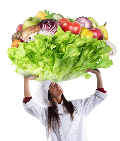 Vegetarian chef with fresh vegetables — Stock Photo, Image